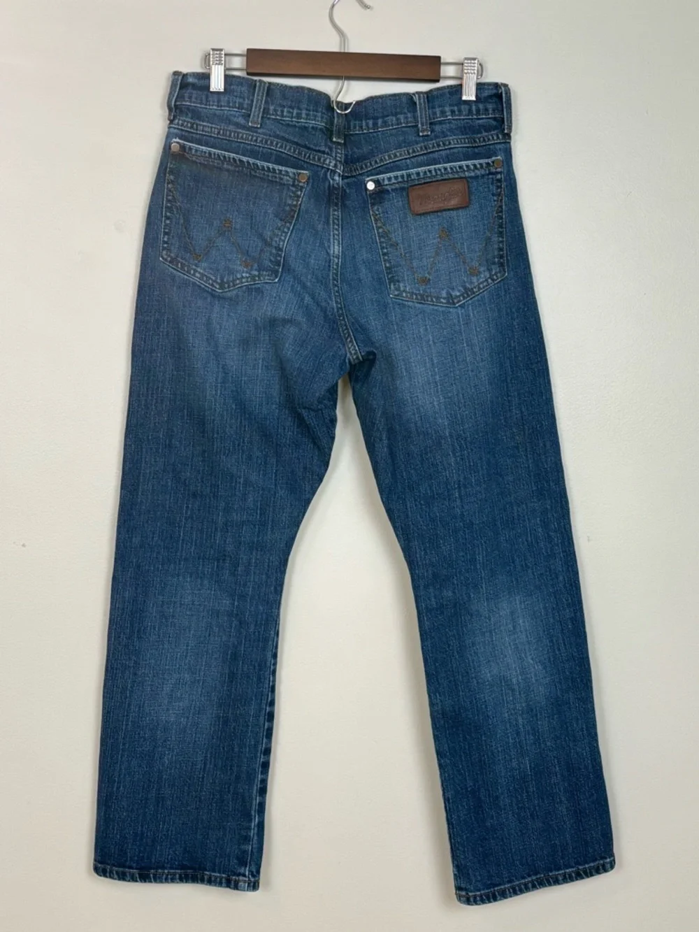 Wrangler Retro Jeans Mens‎ 32X30 (32x28.5) Blue Relaxed Boot Whiskered 5 Pocket